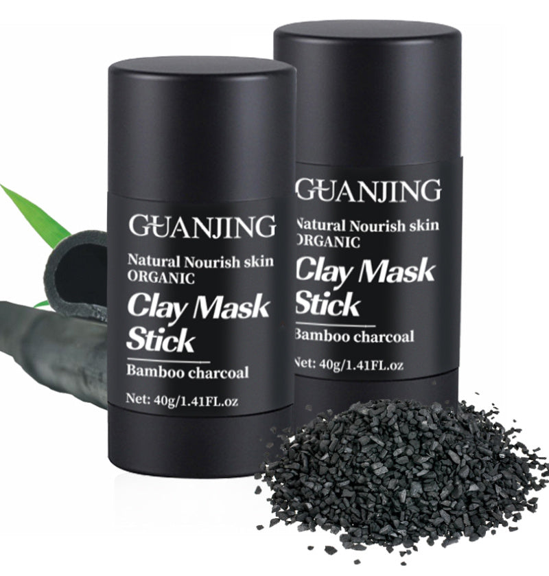 Bamboo charcoal clay mask stick on white background