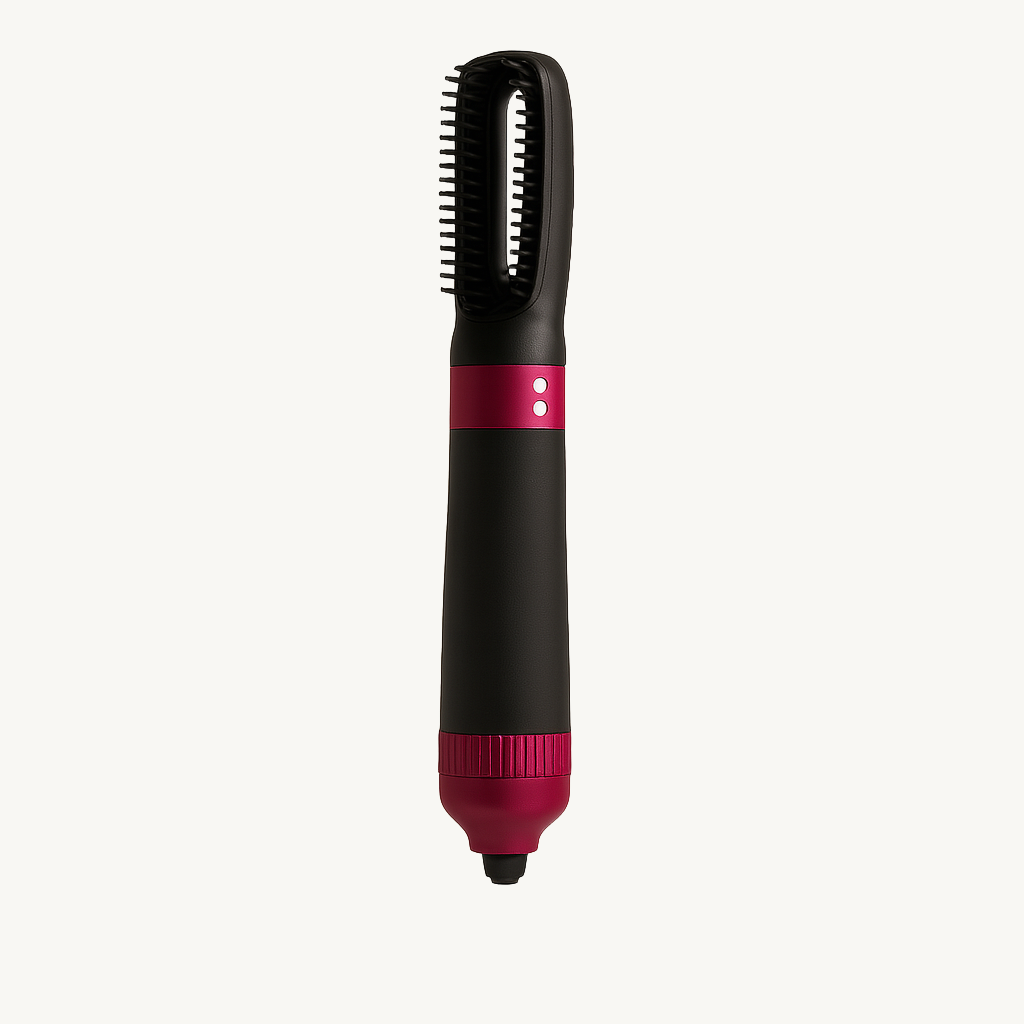 Black and red hair straightener on a white background